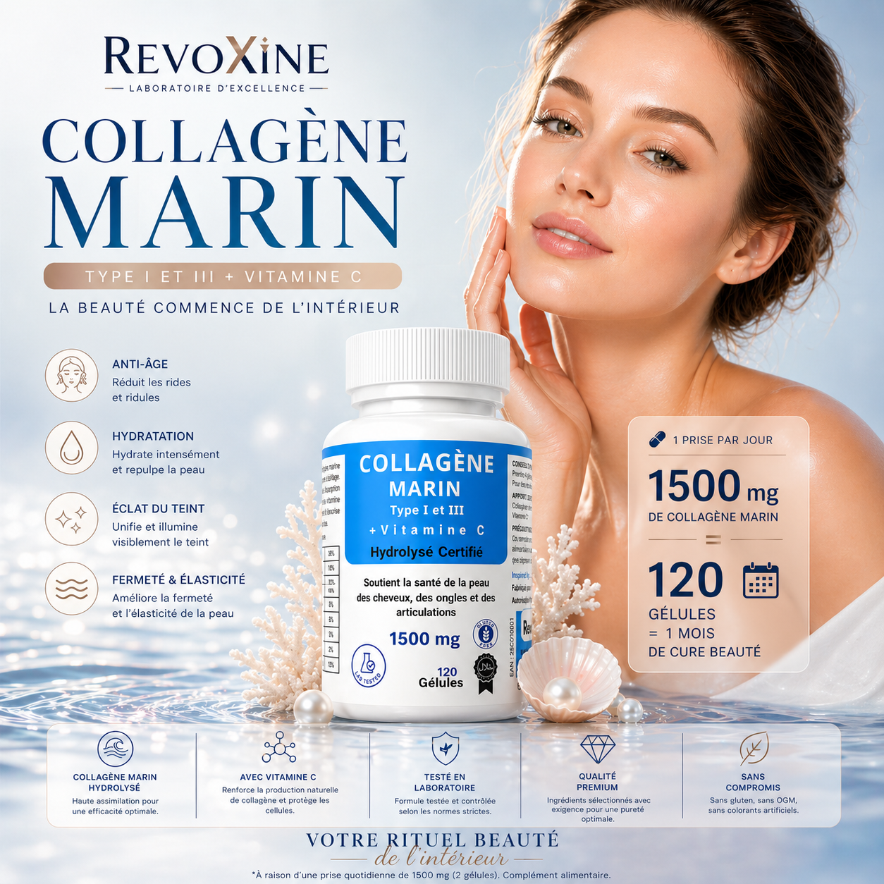 Collagène Marin & vitamine C – 120 Gélules