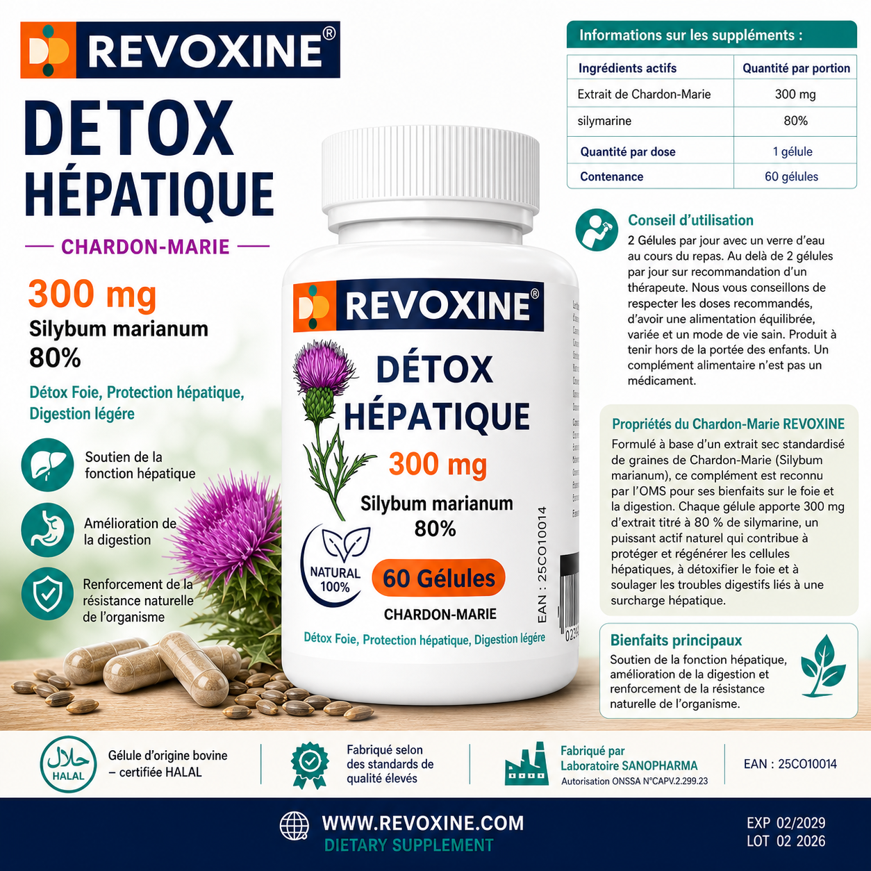Détox Hépatique 300 mg 60 gélules
