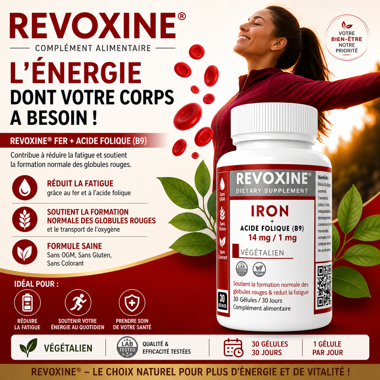Fer 14 mg + Acide Folique (B9) 1 mg 30 comprimés