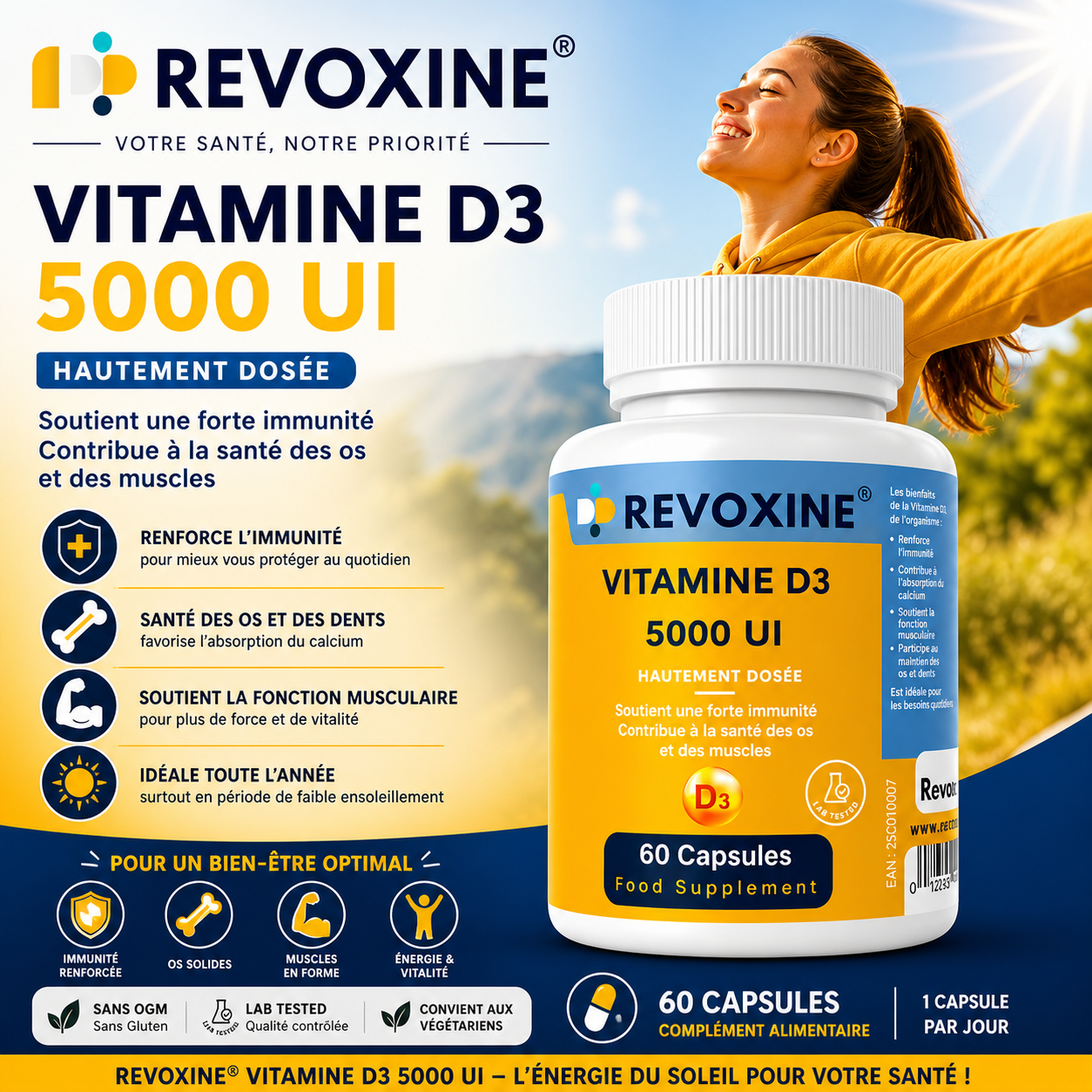 Vitamine D3 5000 UI – 60 Capsules