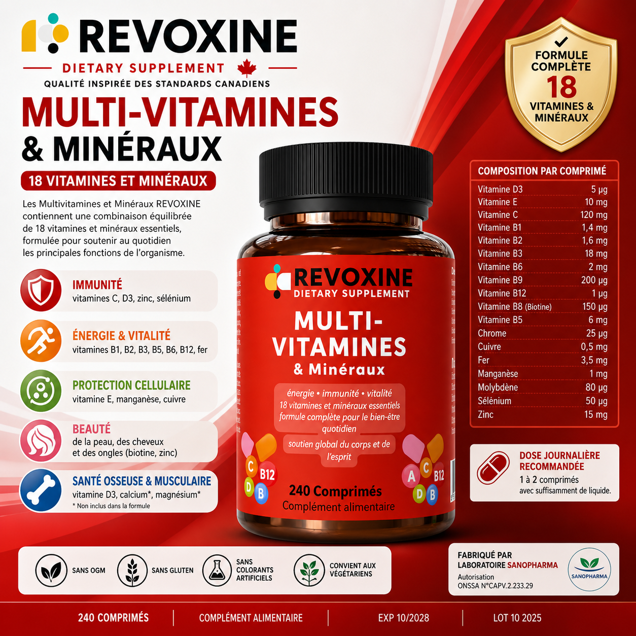 Multi-Vitamines & Minéraux – 240 Comprimés
